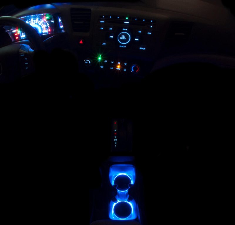 Honda Civic 2012 2015 Center Console Custom Led Cup Holder Lights