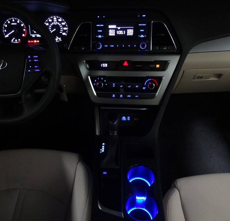 Hyundai Sonata 2015 2017 Center Console Custom Led Cup Holder Lights